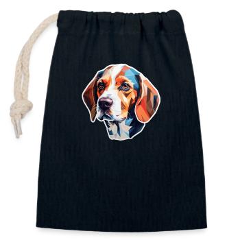 Tête de beagle - Sac cadeau en coton avec cordon (14 x 20 cm) - bleu marine - Devant