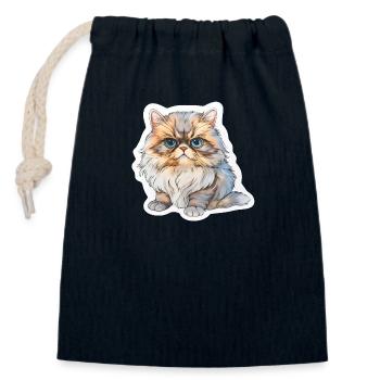 Persian cat chubby - Closable cotton gift bag (14x20cm) - navy - Front