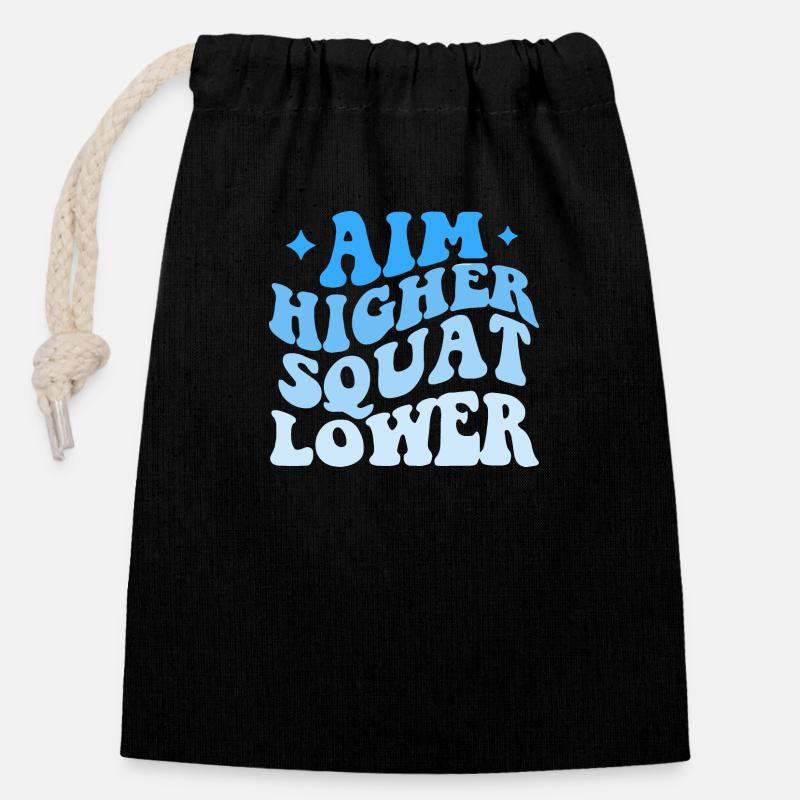 Aim Higher Squad Lower - Verschließbarer Geschenkbeutel aus Baumwolle (14x20cm) - Schwarz
