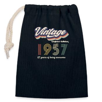 Vintage 1957 Vintage Retro Geburtstagsgeschenk - Verschließbarer Geschenkbeutel aus Baumwolle (14x20cm) - Navy - Vorne