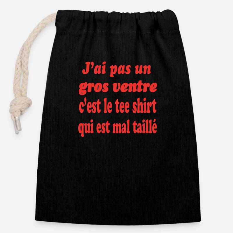 Big belly tee shirt wrong size - Closable cotton gift bag (14x20cm) - black