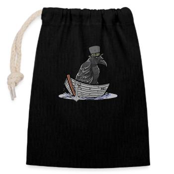 Crow Raven Ferryman Ravens Crows Boat Boats - Closable cotton gift bag (14x20cm) - black - Front