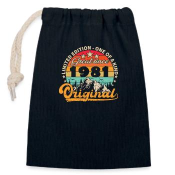 Vintage Born 1981 Birthday Gift. - Closable cotton gift bag (14x20cm) - navy - Front