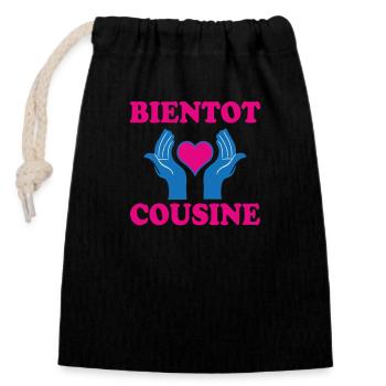 SOON TO BE A COUSIN - Closable cotton gift bag (14x20cm) - black - Front