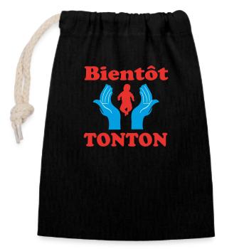 SOON TO BE UNCLE - Closable cotton gift bag (14x20cm) - black - Front