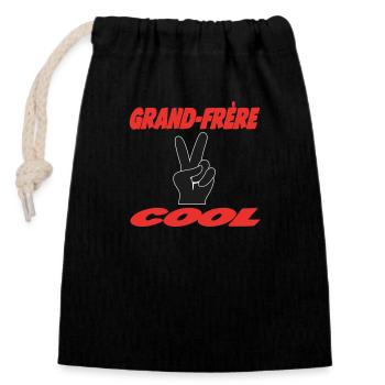 Grand Frère COOL - Sac cadeau en coton avec cordon (14 x 20 cm) - noir - Devant