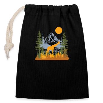 Giraffe Mountain Majesty - Closable cotton gift bag (14x20cm) - black - Front