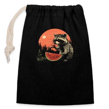 Mignon raton laveur Raton laveur Nature Bébé Forêt de raton laveur - Sac cadeau en coton avec cordon (14 x 20 cm) - noir - Devant
