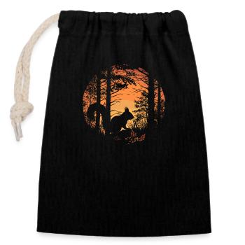 Écureuil Forêt Arbre Écureuil Écureuil - Sac cadeau en coton avec cordon (14 x 20 cm) - noir - Devant