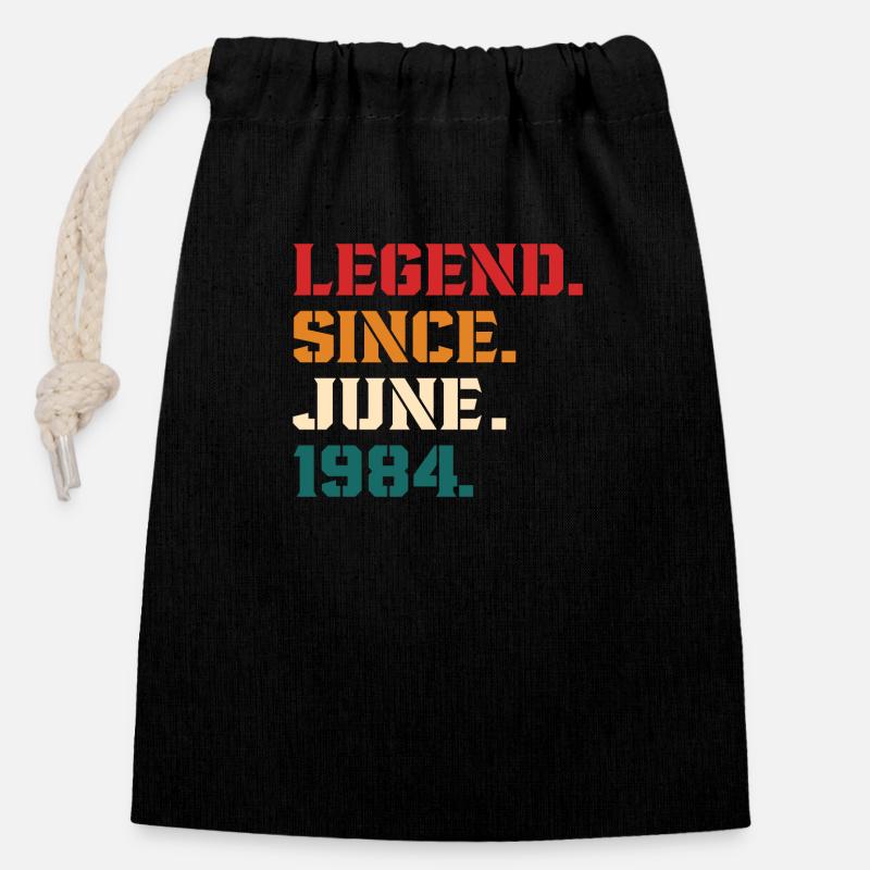 Legend Since June 1984 - Sac cadeau en coton avec cordon (14 x 20 cm) - noir