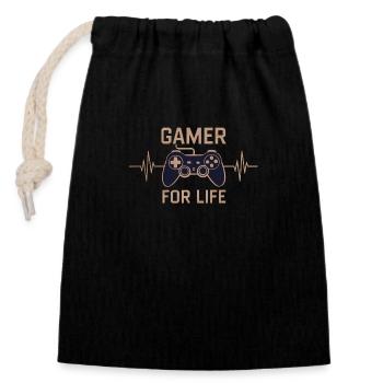 Gamer for life - Closable cotton gift bag (14x20cm) - black - Front