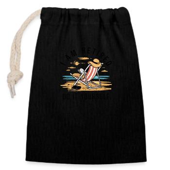 I am retired. Do it yourself! - Closable cotton gift bag (14x20cm) - black - Front