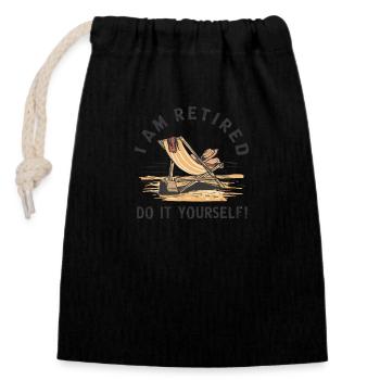 I am retired. Do it yourself! - Closable cotton gift bag (14x20cm) - black - Front