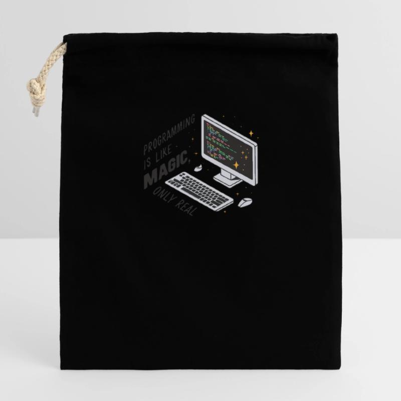 Programming is like magic, only real. Closable cotton gift bag (14x20cm)