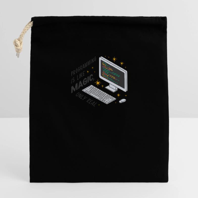 Programming is like magic, only real. Closable cotton gift bag (14x20cm)