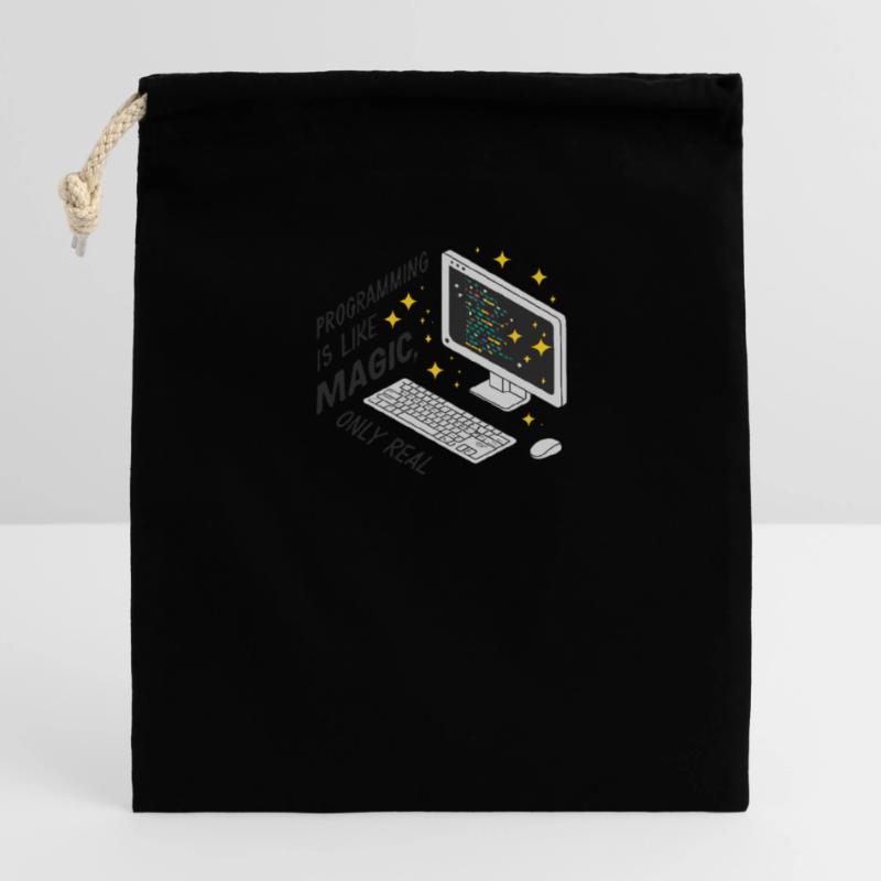Programming is like magic, only real. Closable cotton gift bag (14x20cm)