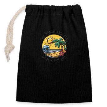 Le soleil, la plage et la mer - mon élixir de vie - Sac cadeau en coton avec cordon (14 x 20 cm) - noir - Devant