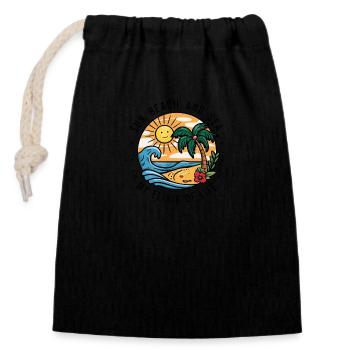 Le soleil, la plage et la mer - mon élixir de vie - Sac cadeau en coton avec cordon (14 x 20 cm) - noir - Devant
