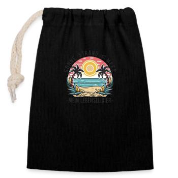 Le soleil, la plage et la mer - mon élixir de vie - Sac cadeau en coton avec cordon (14 x 20 cm) - noir - Devant