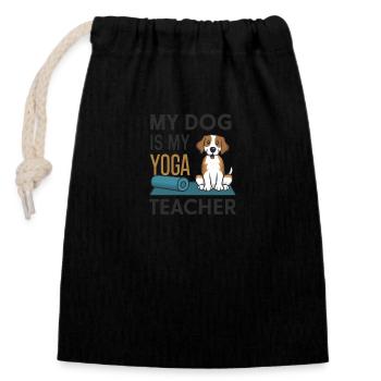 My dog is my yoga teacher - Closable cotton gift bag (14x20cm) - black - Front