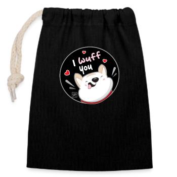 Chien Coréen - Style Japonais 09 - Sac cadeau en coton avec cordon (14 x 20 cm) - noir - Devant