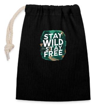 Stay wild, stay free - Closable cotton gift bag (14x20cm) - black - Front