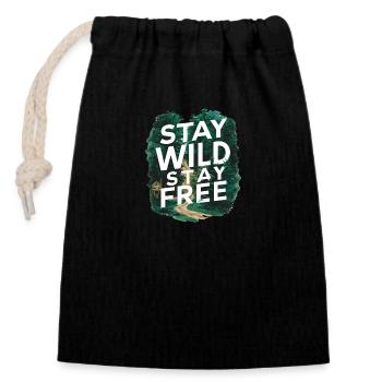 Stay wild, stay free - Closable cotton gift bag (14x20cm) - black - Front