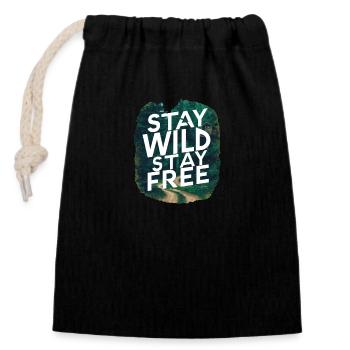 Stay wild, stay free - Closable cotton gift bag (14x20cm) - black - Front