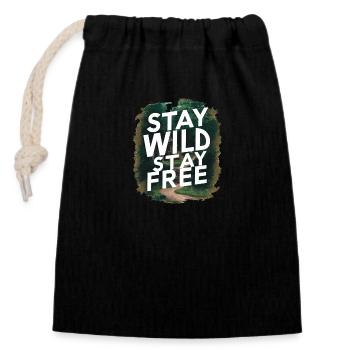 Stay wild, stay free - Closable cotton gift bag (14x20cm) - black - Front