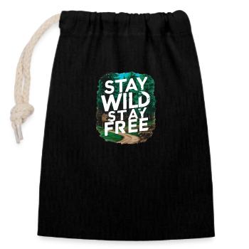 Stay wild, stay free - Closable cotton gift bag (14x20cm) - black - Front