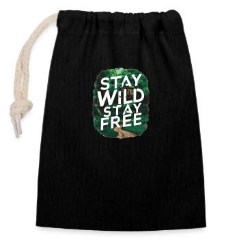 Stay wild, stay free - Closable cotton gift bag (14x20cm) - black - Front