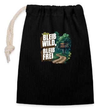 Stay wild, stay free - Closable cotton gift bag (14x20cm) - black - Front