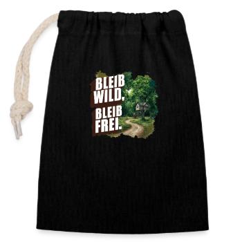 Stay wild, stay free - Closable cotton gift bag (14x20cm) - black - Front