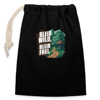 Stay wild, stay free - Closable cotton gift bag (14x20cm) - black - Front