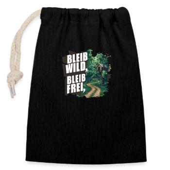 Stay wild, stay free - Closable cotton gift bag (14x20cm) - black - Front
