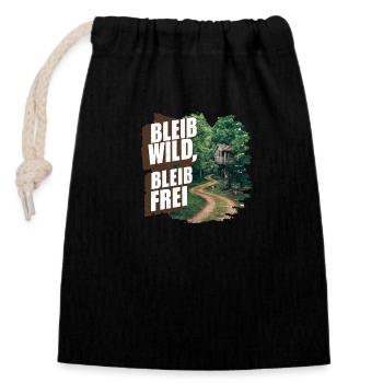 Stay wild, stay free - Closable cotton gift bag (14x20cm) - black - Front