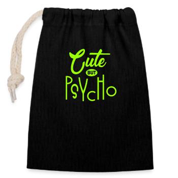 Mignon mais psychopathe - Doux mais fou - Fou - Sac cadeau en coton avec cordon (14 x 20 cm) - noir - Devant