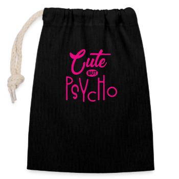 Mignon mais psychopathe - Doux mais fou - Fou - Sac cadeau en coton avec cordon (14 x 20 cm) - noir - Devant