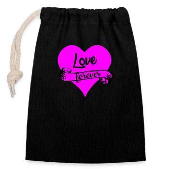 love forever - Closable cotton gift bag (14x20cm) - black - Front