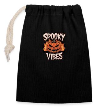 Gruselige Kürbislaterne – Spooky Vibes - Verschließbarer Geschenkbeutel aus Baumwolle (14x20cm) - Schwarz - Vorne