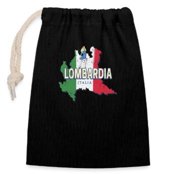 Lombardie Italie Région Rétro Carte Souvenir - Sac cadeau en coton avec cordon (14 x 20 cm) - noir - Devant