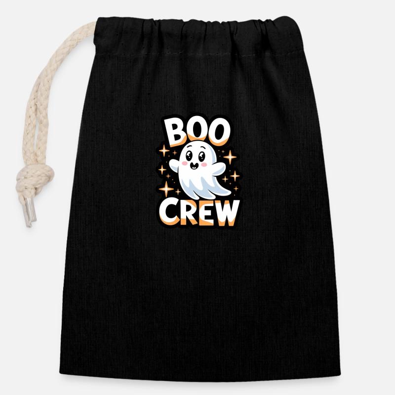 Süßes Gespenst – Boo Crew - Verschließbarer Geschenkbeutel aus Baumwolle (14x20cm) - Schwarz