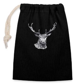 Deer - Closable cotton gift bag (14x20cm) - black - Front