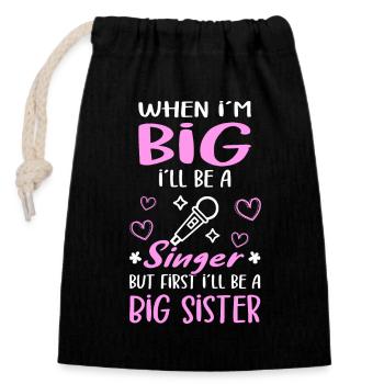 Annonce de I ́Ll Be A Big Sister Singer Girls - Sac cadeau en coton avec cordon (14 x 20 cm) - noir - Devant