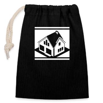 Real Estate House Logo Icon - Closable cotton gift bag (14x20cm) - black - Front
