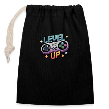 Level Up - Manette de jeu - Sac cadeau en coton avec cordon (14 x 20 cm) - noir - Devant