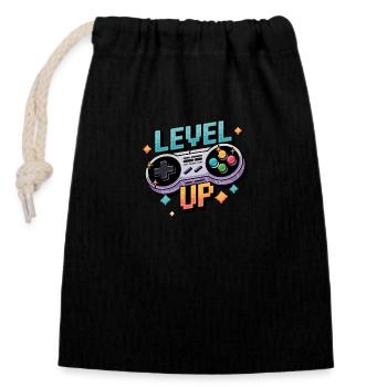Level Up - Manette de jeu - Sac cadeau en coton avec cordon (14 x 20 cm) - noir - Devant