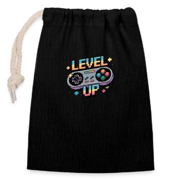 Level Up – Gaming Controller - Closable cotton gift bag (14x20cm) - black - Front