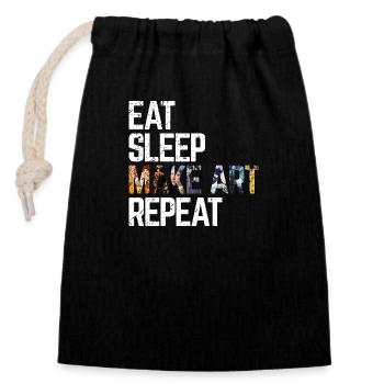 Eat Sleep Make Art Repeat Unique Artsy Gift - Closable cotton gift bag (14x20cm) - black - Front