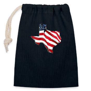 Drapeau des États-Unis dans la carte de l’État du Texas - Sac cadeau en coton avec cordon (14 x 20 cm) - bleu marine - Devant